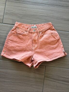 SkoOzi Vintage High-Rise Peach Denim Cotton Shorts